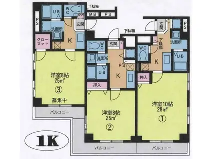 RS ONE(1K/3階)の間取り写真