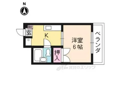 ハイツ北野(1K/2階)の間取り写真