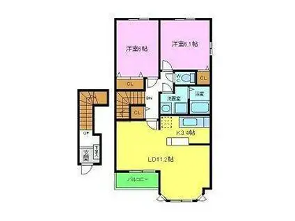 アルカンシエルⅡ(2LDK/2階)の間取り写真