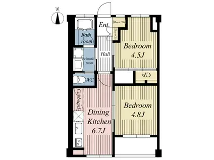 関マンション(2DK/2階)の間取り写真