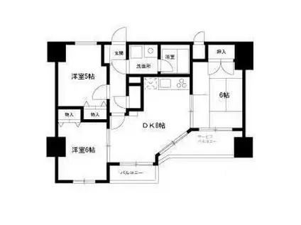 ライオンズマンション平間駅前(3DK/2階)の間取り写真