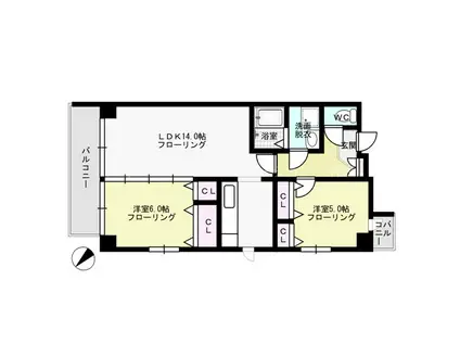 パーチェ輝国(2LDK/1階)の間取り写真