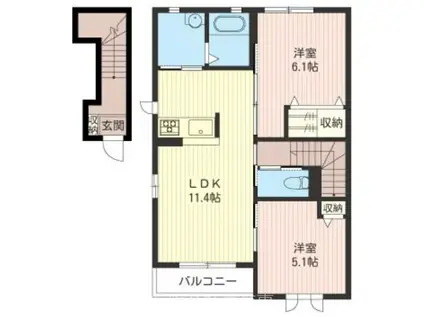 エテルノ国立(2LDK/2階)の間取り写真