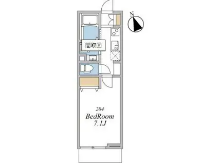 ウインドテラス津田沼II(1K/2階)の間取り写真