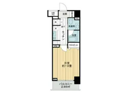 ライオンズクオーレ東京三ノ輪シティゲート(1K/6階)の間取り写真