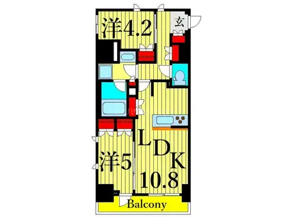 ラグゼナ田端北(2LDK/10階)の間取り写真