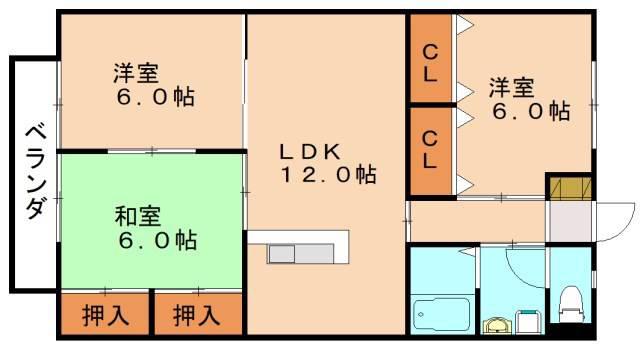 フレラオ(3LDK/1階)の間取り写真