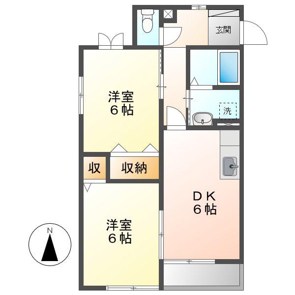 リバーサイド F.M(2DK/1階)の間取り写真