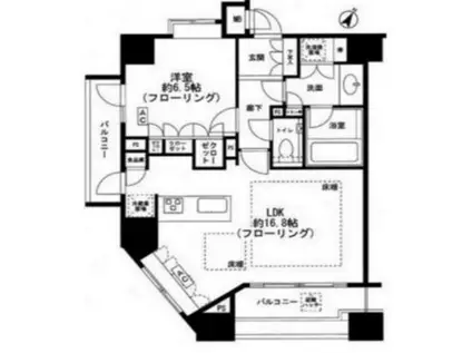 GLARSA白金高輪(1LDK/11階)の間取り写真