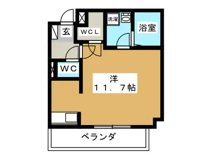 ハイロッティーダ(ワンルーム/2階)の間取り写真