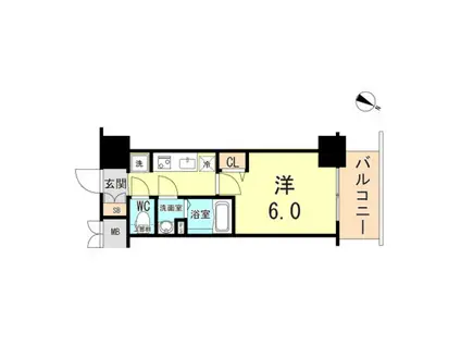 プレサンス三宮セントウエル(1K/10階)の間取り写真