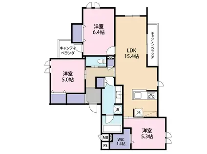 グラース等々力(3LDK/2階)の間取り写真