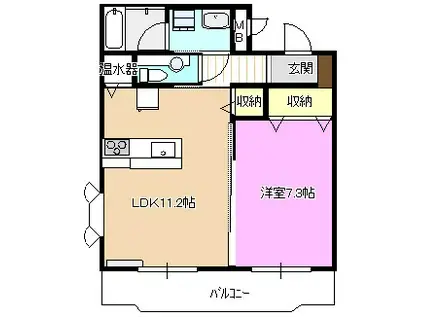 ルミエール常入(1LDK/4階)の間取り写真