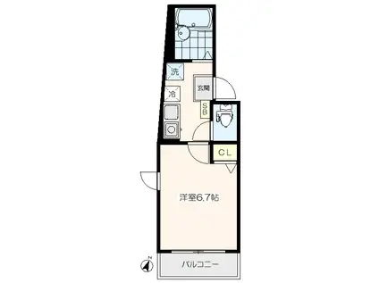 ルネッサンスパーク(1K/1階)の間取り写真