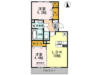 アベニュー花立(2LDK/2階)の間取り写真