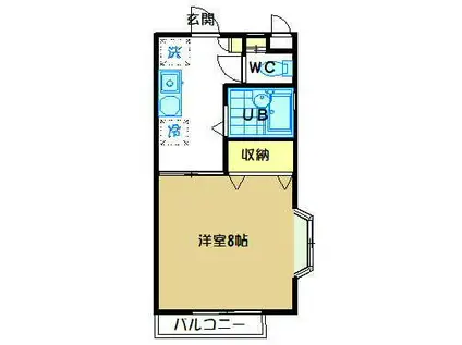 欅ハイツA棟(1K/2階)の間取り写真
