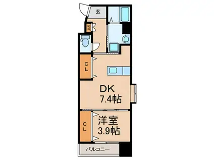 アルゴヴィラージュ天神II(1DK/2階)の間取り写真