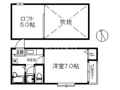 ポラリス姪浜南-N(1K/1階)の間取り写真