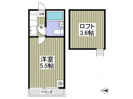 マーガレット(1K/2階)の間取り写真