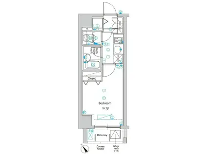 グラントゥルース駒込六義園(1K/7階)の間取り写真