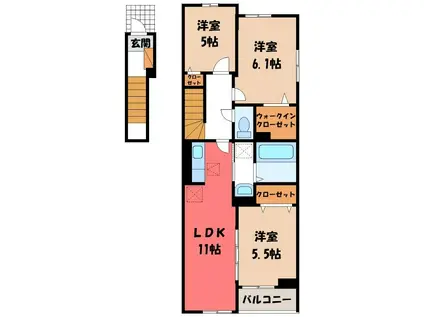 メゾン ミモザV(3LDK/2階)の間取り写真