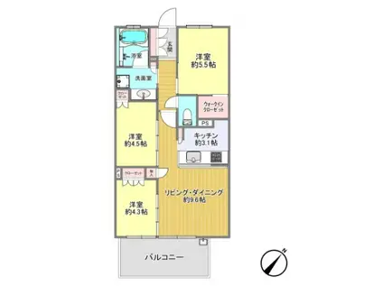 シエリア幕張(3LDK/7階)の間取り写真