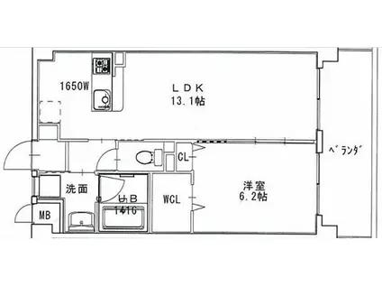 HILLS CREST(1LDK/2階)の間取り写真
