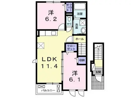 ラフレシールE(2LDK/2階)の間取り写真