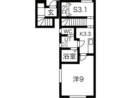 AURORA HRII(1SK/2階)の間取り写真