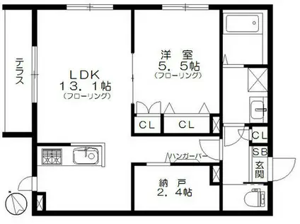 リブフラットKH(1SLDK/1階)の間取り写真