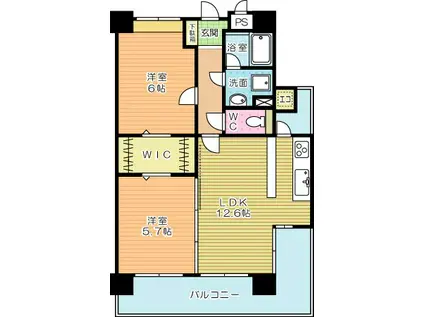 ニューガイア四季彩の丘B棟(2LDK/5階)の間取り写真