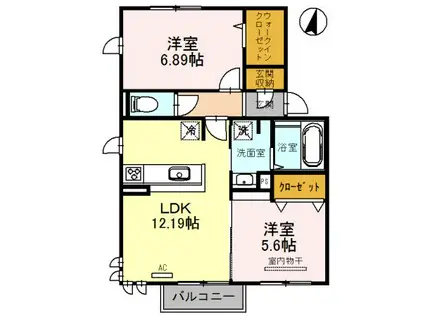グランレーヴ弐番館(2LDK/2階)の間取り写真