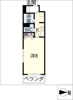 ソレイユ山代(1K/2階)の間取り写真
