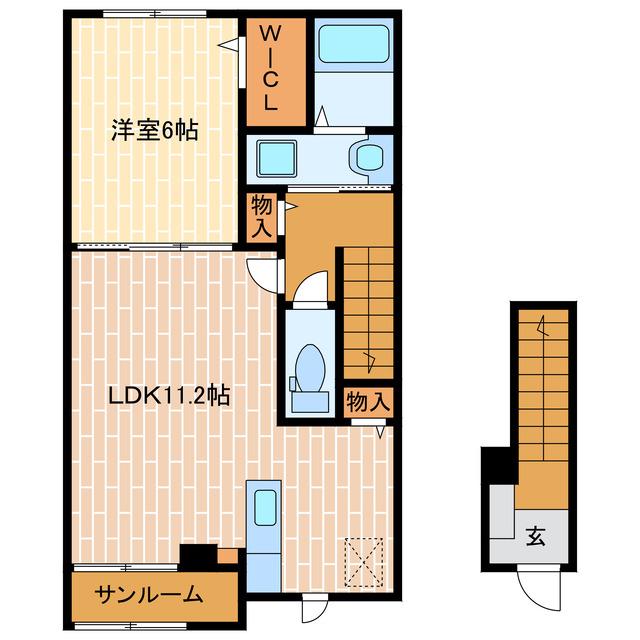 ヒカルサ見付サウスII(1LDK/2階)の間取り写真