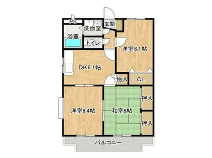 KOINOMOTOマンション(3DK/3階)の間取り写真