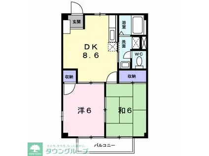 メゾンワタヌキ(2DK/1階)の間取り写真