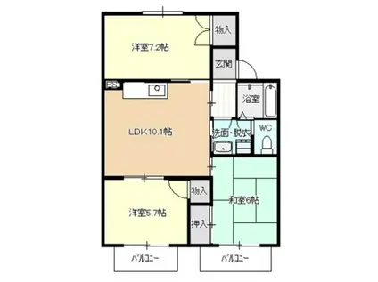 サティスフェール(3LDK/2階)の間取り写真