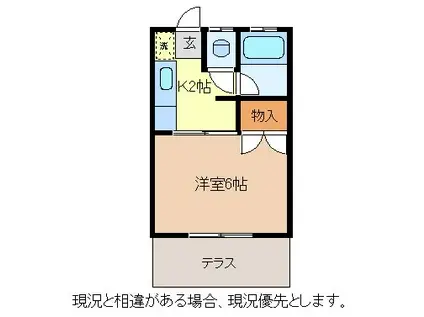 あいわ荘(1K/1階)の間取り写真