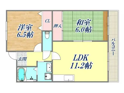 ファミリアル門戸(2LDK/4階)の間取り写真