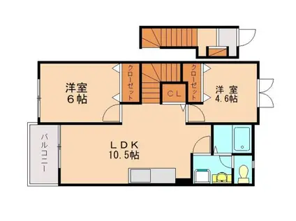 サンセールHN I(2LDK/2階)の間取り写真