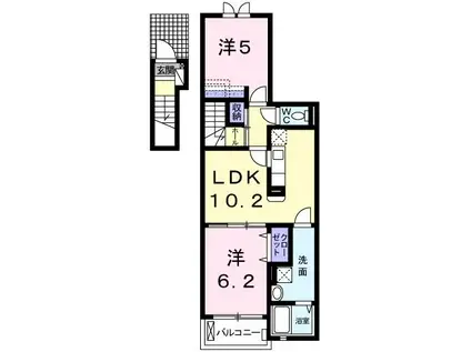 アリッサム(2LDK/2階)の間取り写真