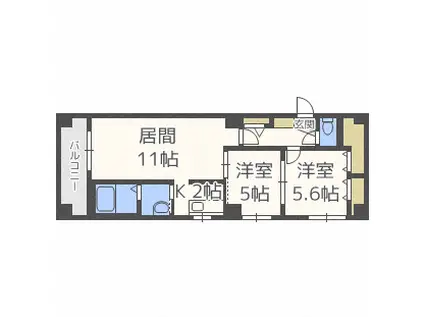 OMレジデンス石山通(2LDK/5階)の間取り写真