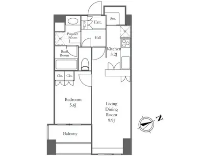 ウエストパークタワー池袋(1LDK/19階)の間取り写真