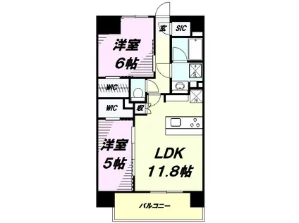 サンクレイドル八王子横山町(2LDK/6階)の間取り写真
