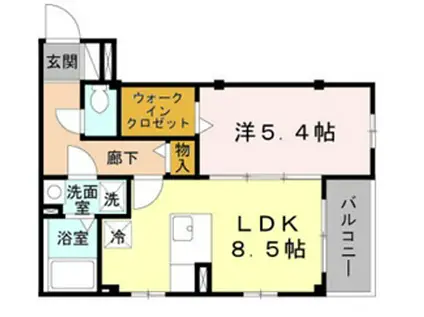 ロイヤルハイツ蒲生(1LDK/3階)の間取り写真