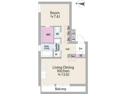 エクセルシオール目黒青葉台(1LDK/1階)の間取り写真