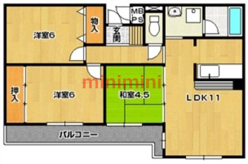 アーバンビレッジ香花園(3LDK/3階)の間取り写真