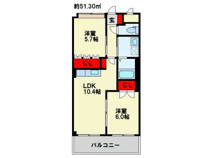 さくら館(2LDK/1階)の間取り写真