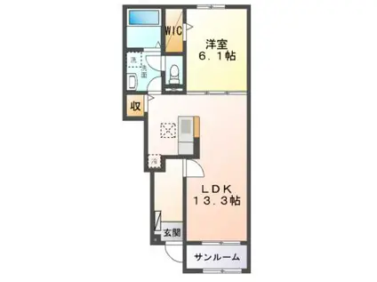 ヘリテージ(1LDK/1階)の間取り写真