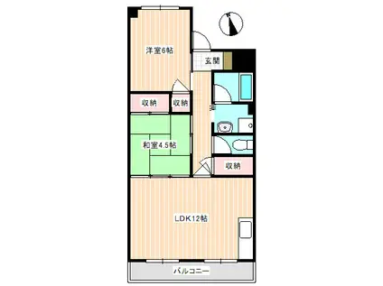 綾羅木コーポラス(2LDK/3階)の間取り写真